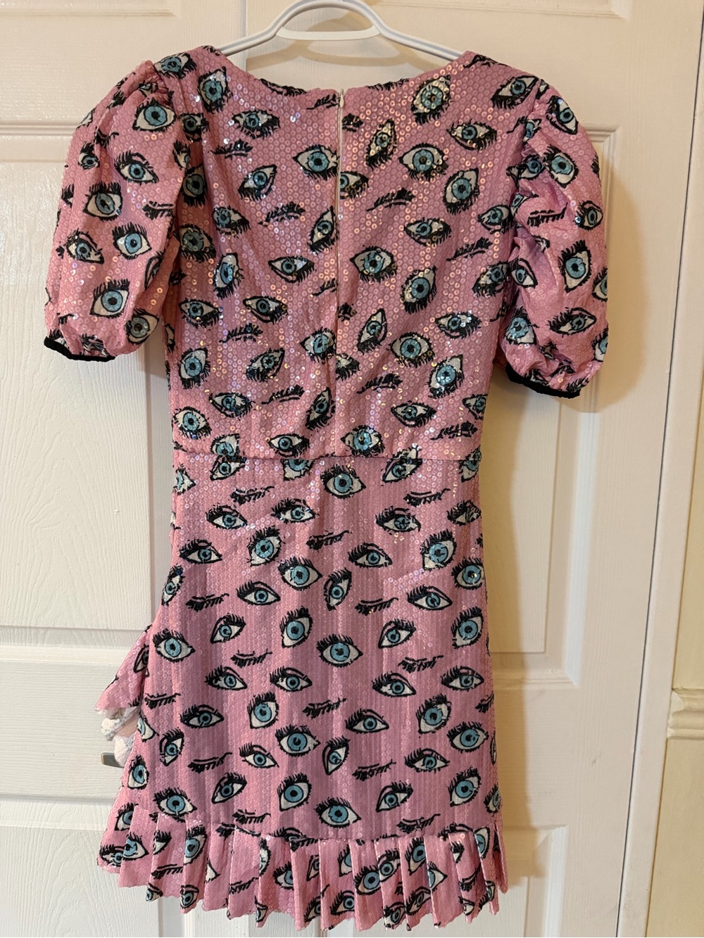 Pink Eye Print Ruffle Mini Dress - Picture 8 of 8